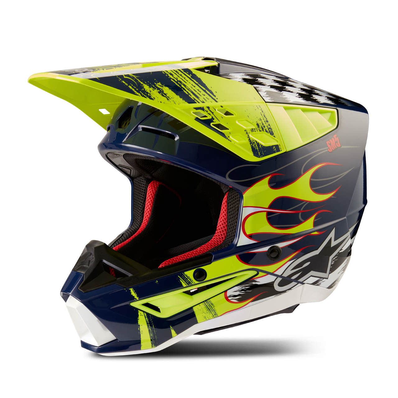 Alpinestars Casco de Cross  SM5 Rash Azul Marino-Amarillo Fluo