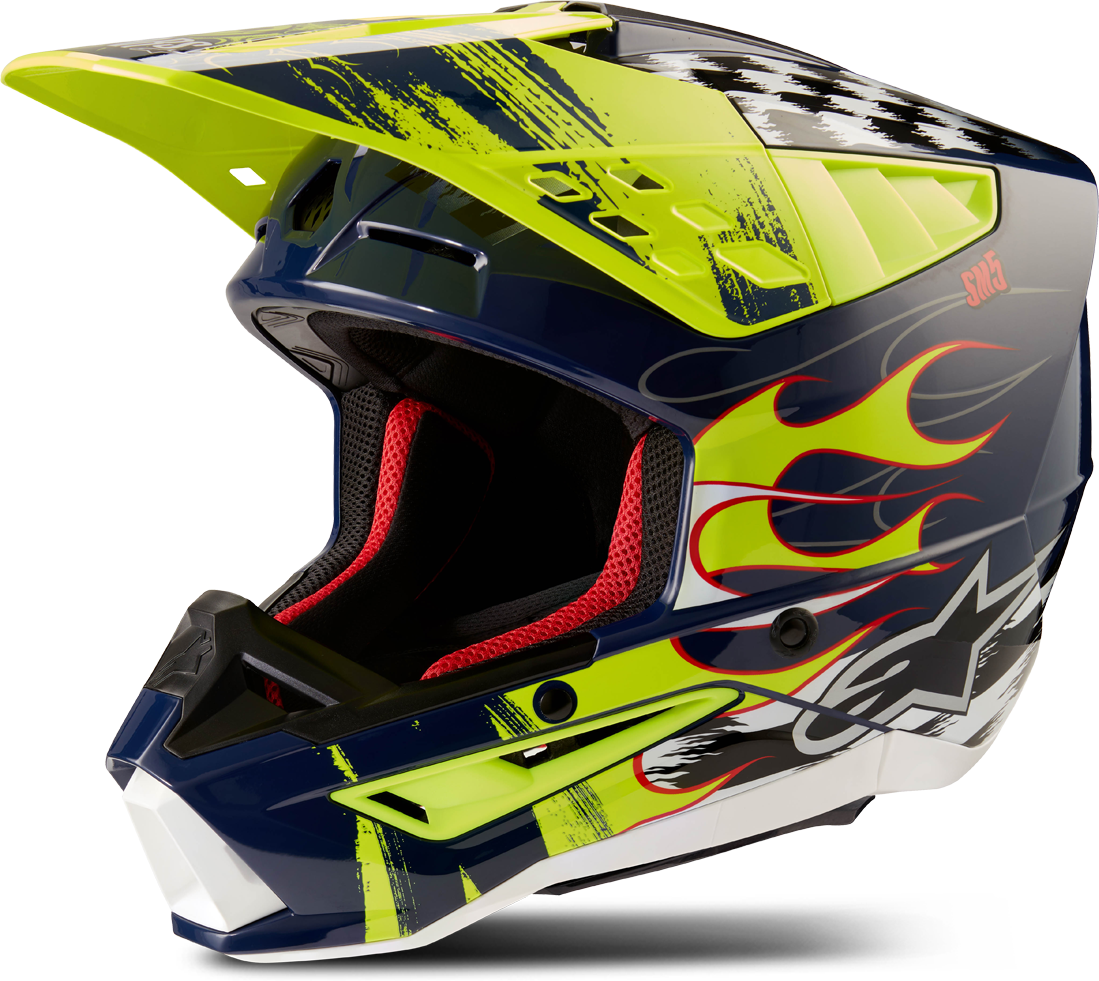 Alpinestars Casco de Cross  SM5 Rash Azul Marino-Amarillo Fluo