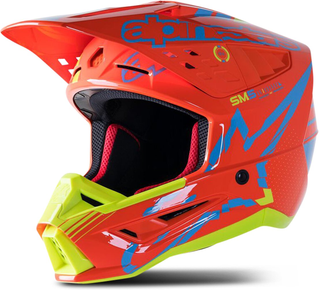 Alpinestars Casco de Cross  SM5 Action ECE Naranja Fluo-Cian-Amarillo Fluo Brillante