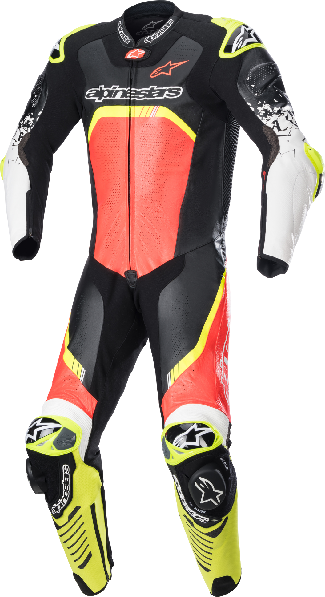 Alpinestars Mono de cuero  GP Tech V4 Negro-Rojo-Amarillo