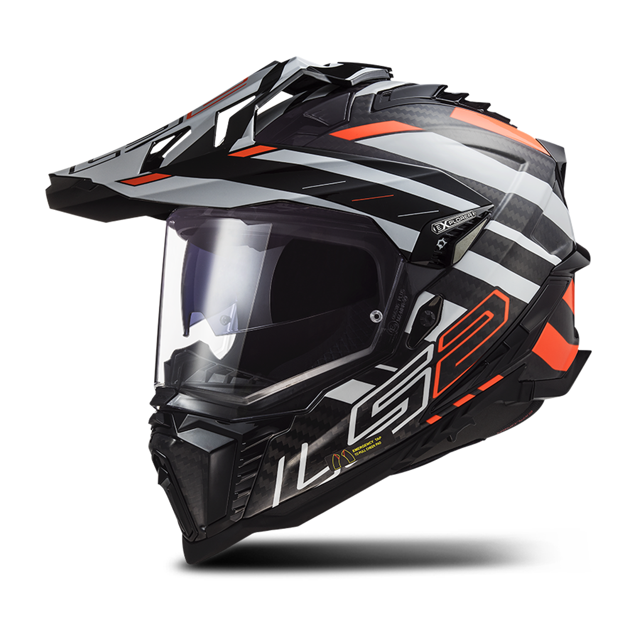 LS2 Casco Adventure  MX701 EXPLORER C EDGE Negro-Naranja Fluo