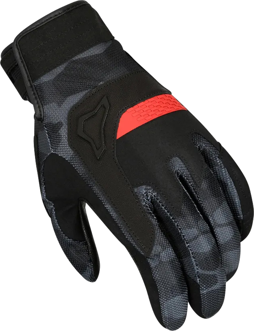 Macna Guantes de Moto Mujer  Congra Negro--Gris Camuflaje-Rojo