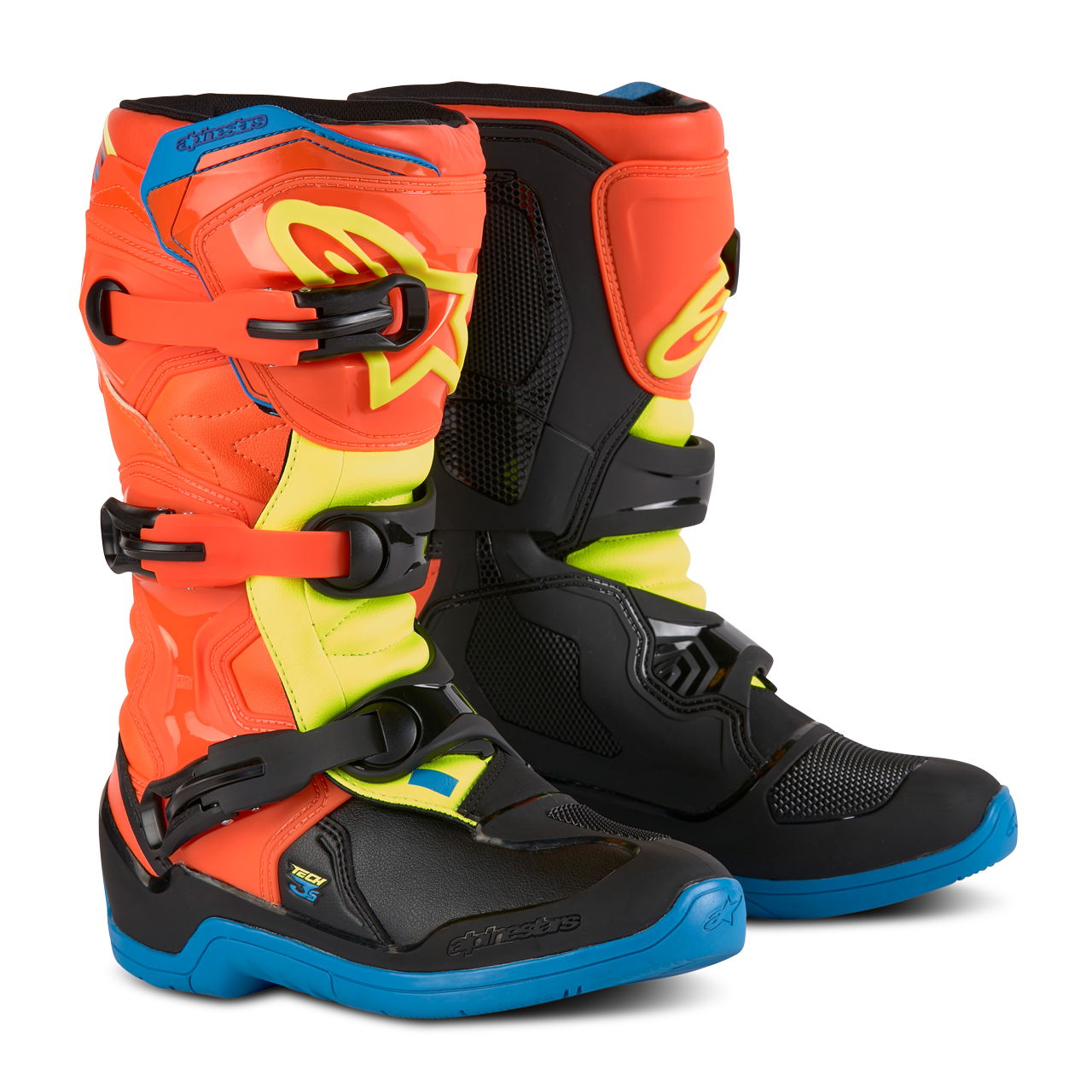 Alpinestars Botas de Cross Niño  Tech 3S Naranja-Azul-Amarillo Fluo