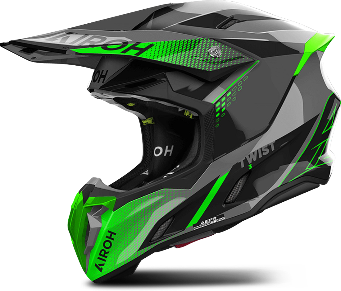 Airoh Casco de Cross  Twist 3 Shard Verde Brillante