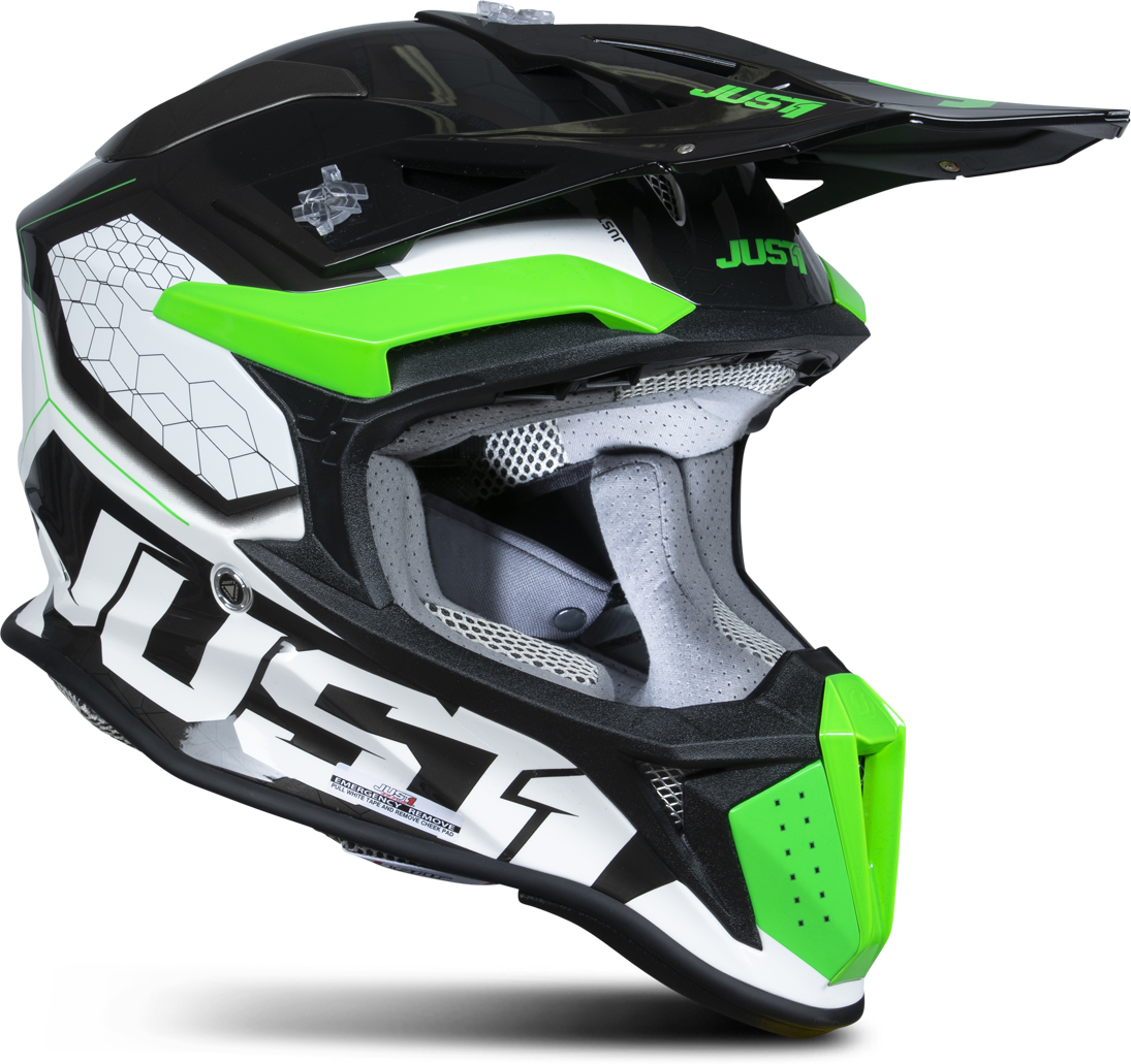 Just1 Casco de Cross  J18 F Hexa Verde Fluo-Blanco-Titanio