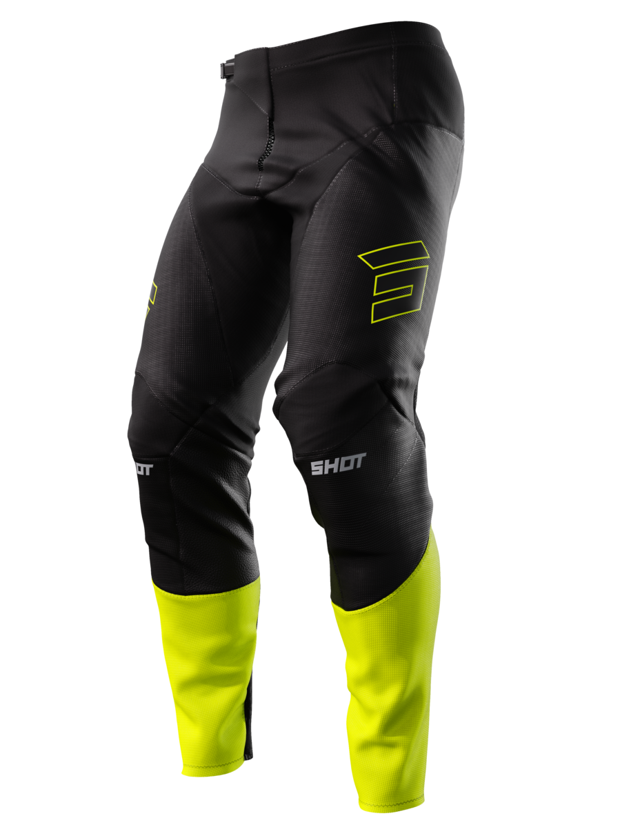 Shot Race Gear Pantalones de Cross Shot Contact Patrol Negro-Amarillo Neón