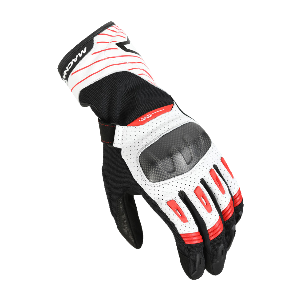 Macna Guantes de Moto  Tempo Blanco-Rojo