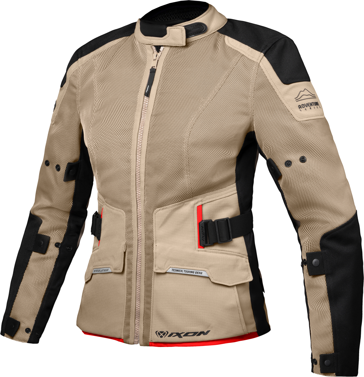 Ixon Chaqueta de Moto Mujer  M-NJORD Arena-Negro-Rojo