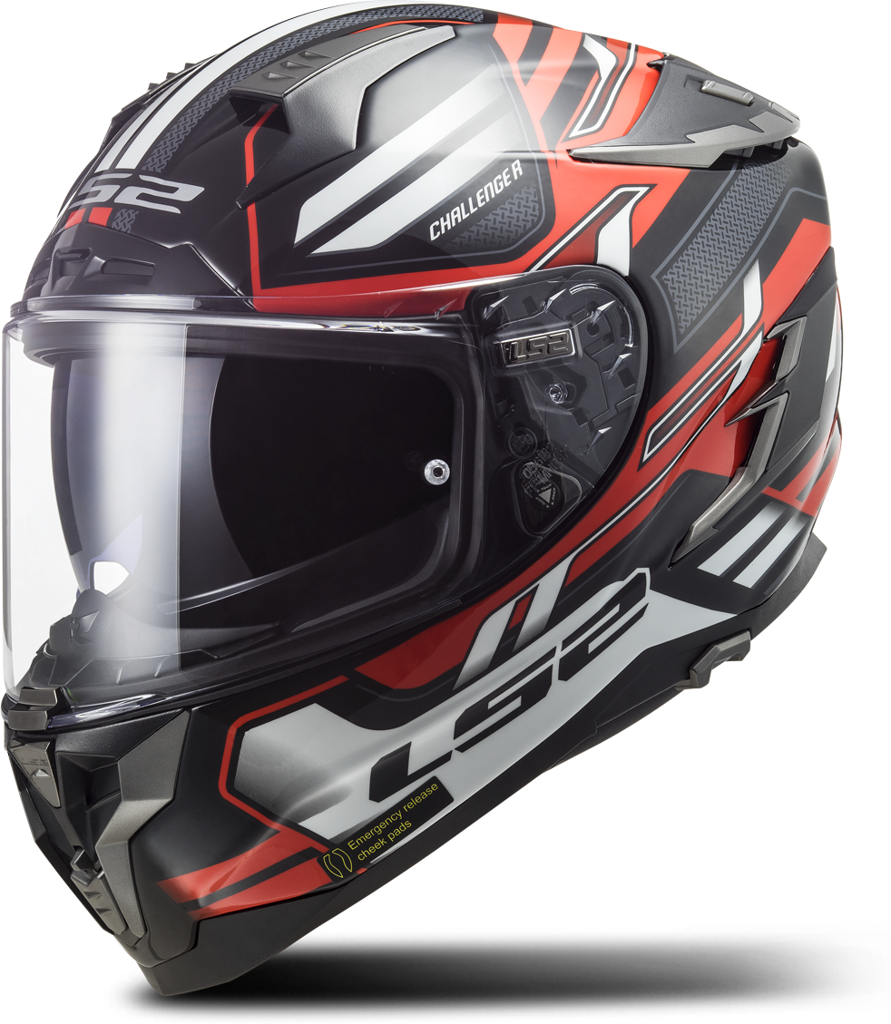 LS2 Casco Integral  FF327 CHALLENGER Spin Negro-Rojo-Blanco