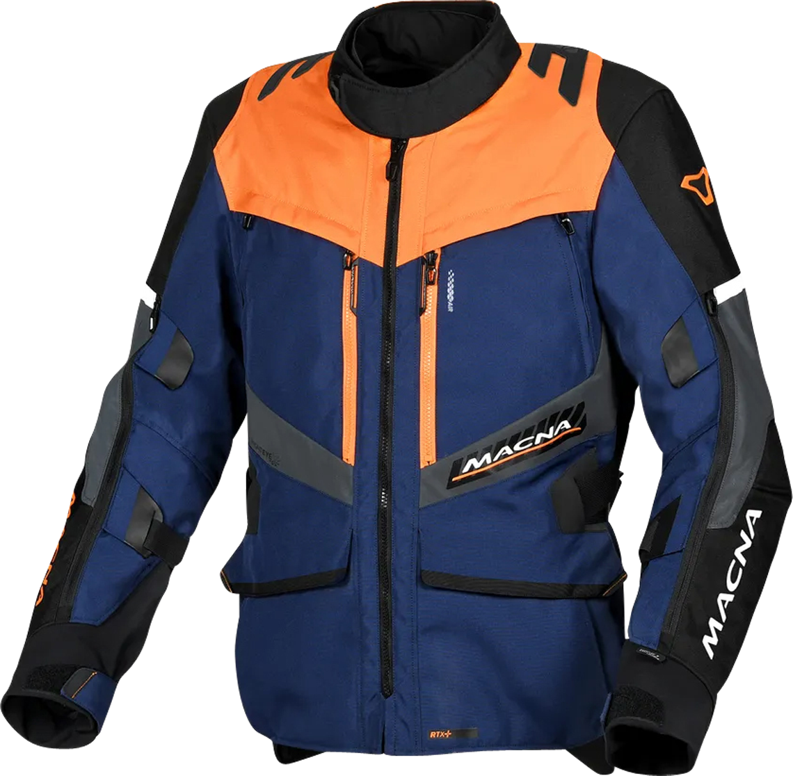 Macna Chaqueta de Moto  Domane Azul Oscuro-Naranja Negro