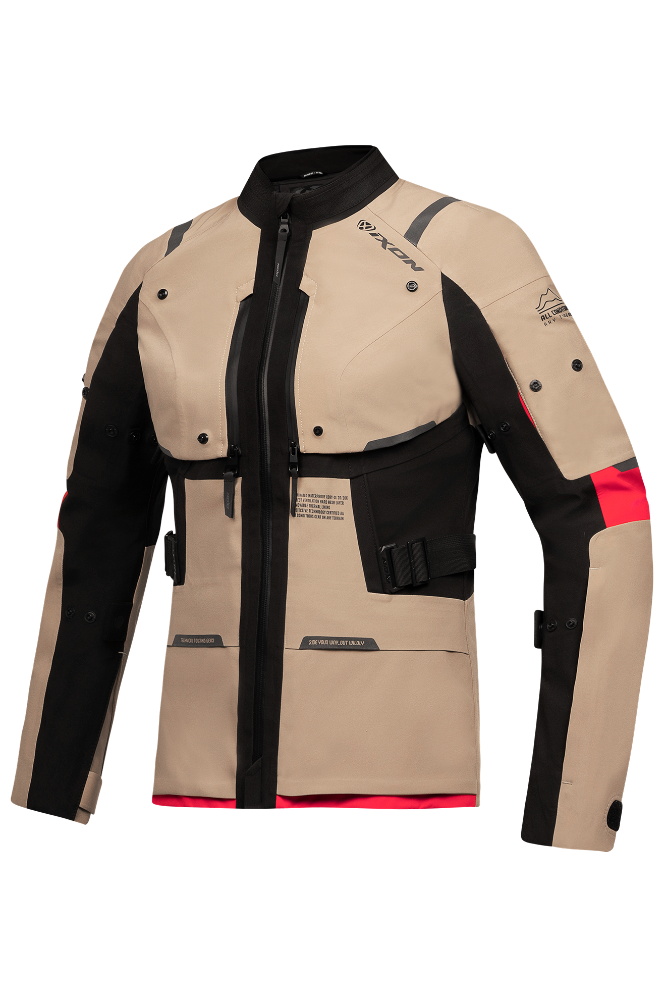 Ixon Chaqueta de Moto Mujer  M-SKEID Arena-Negro-Rojo