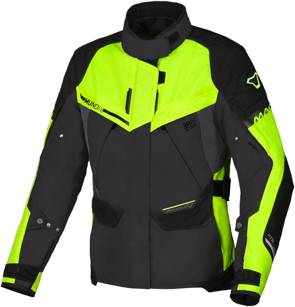 Macna Chaqueta de Moto para Mujer  Mundial Gris-Amarillo