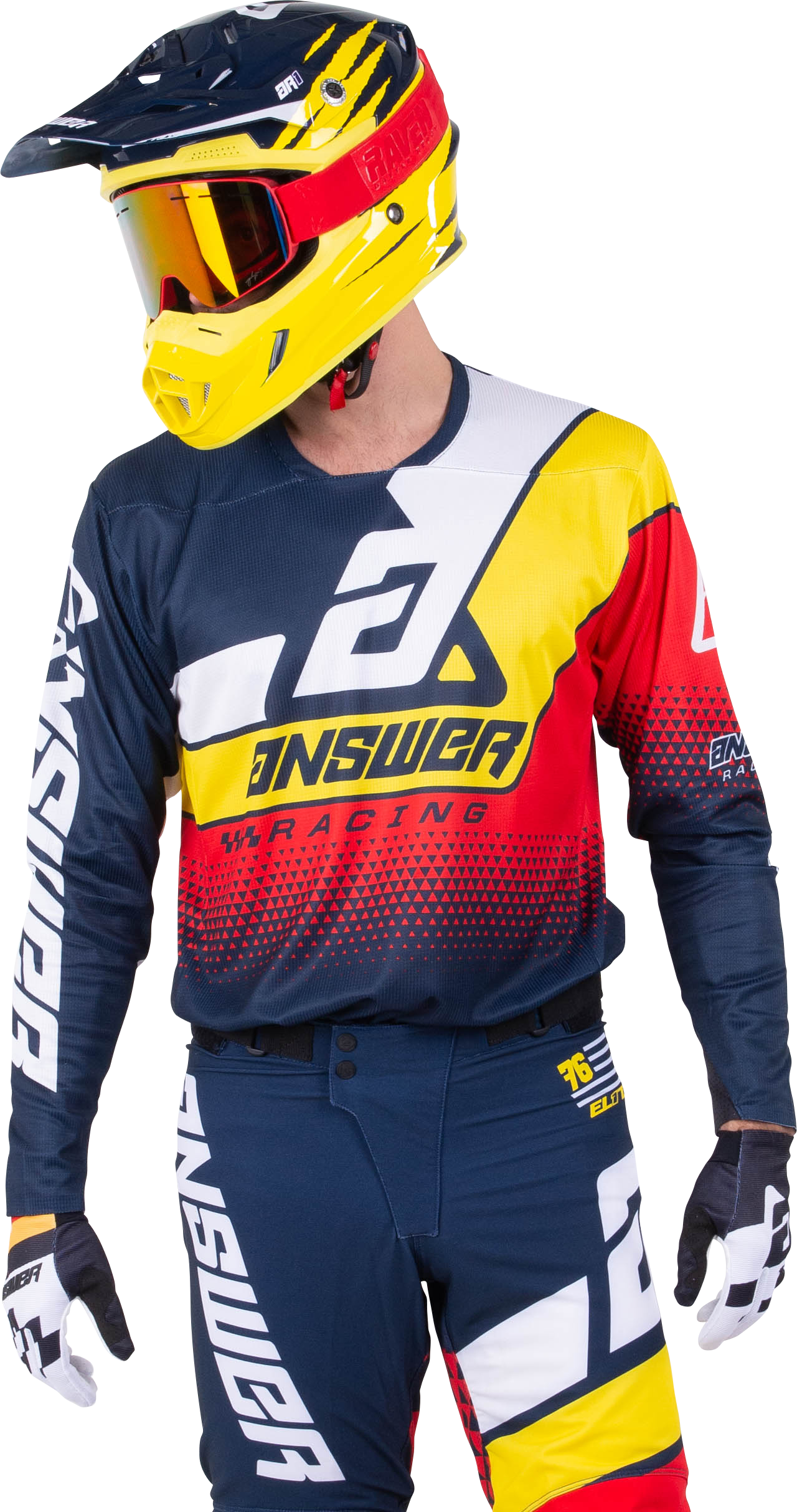 Answer Racing Camiseta de Cross Answer Elite Korza Azul Marino-Amarillo-Rojo