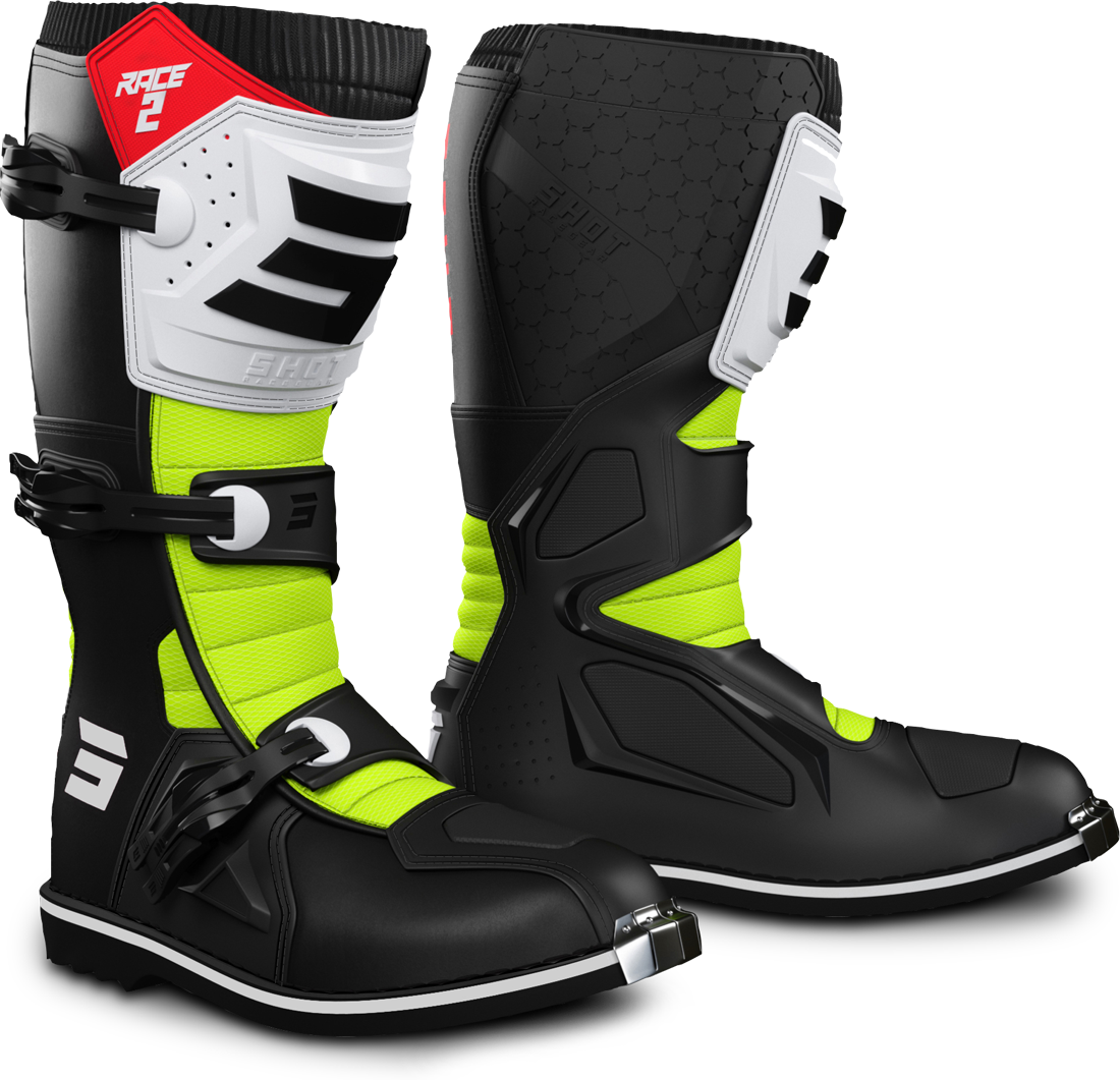 Shot Race Gear Botas de Cross Shot Race 2 Negro-Rojo-Blanco-Amarillo