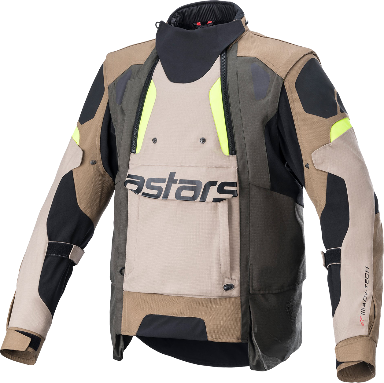 Alpinestars Chaqueta de Moto  Halo Drystar® Caqui Oscuro-Arena-Amarillo Fluo