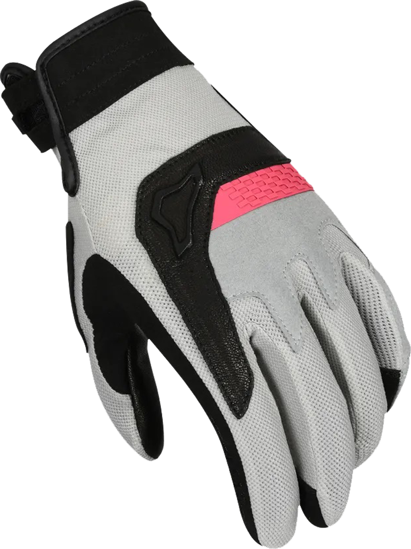 Macna Guantes de Moto Mujer  Congra Gris Claro-Negro-Rosa