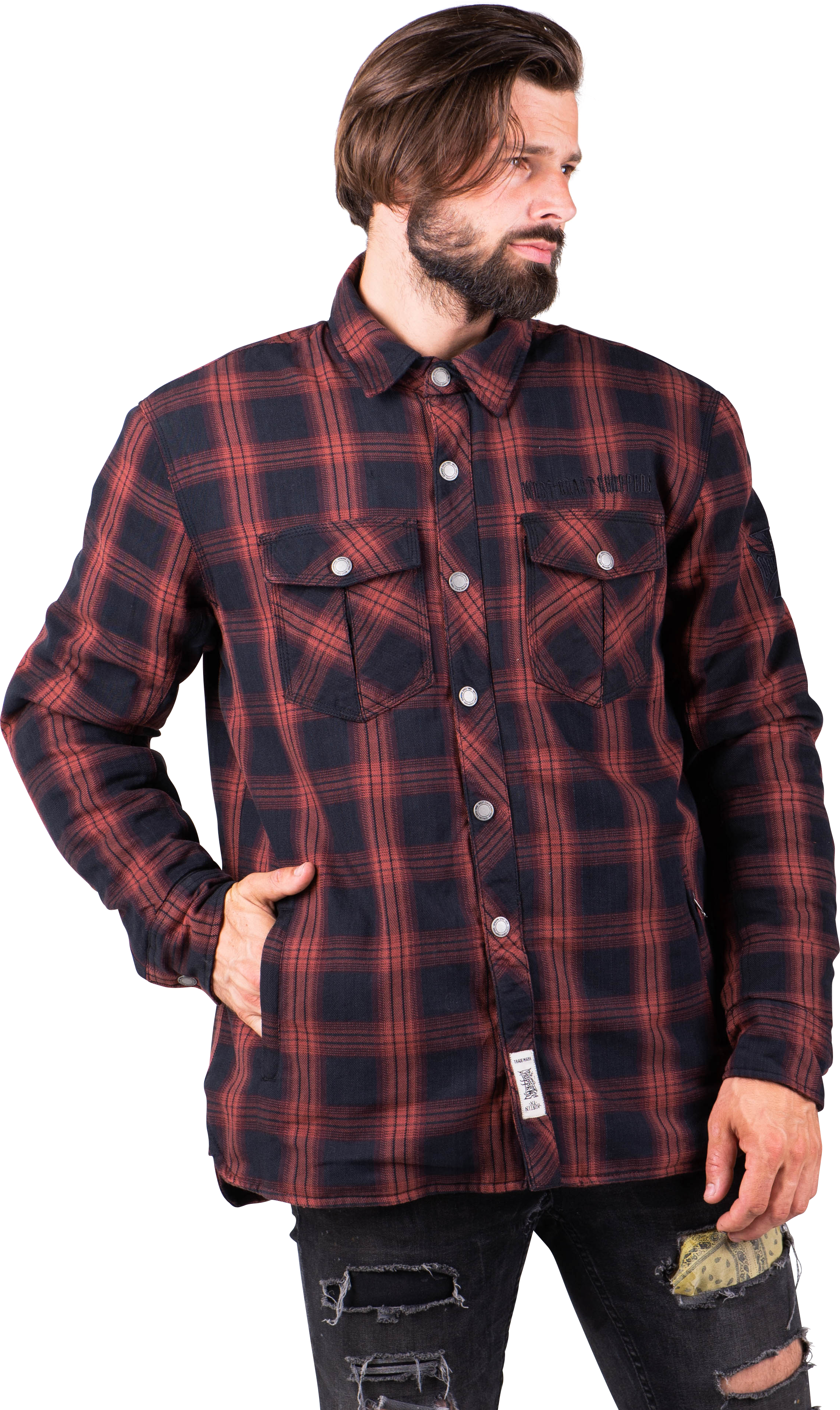 West Coast Choppers Camisa de Moto  Austin  Rojo-Negro