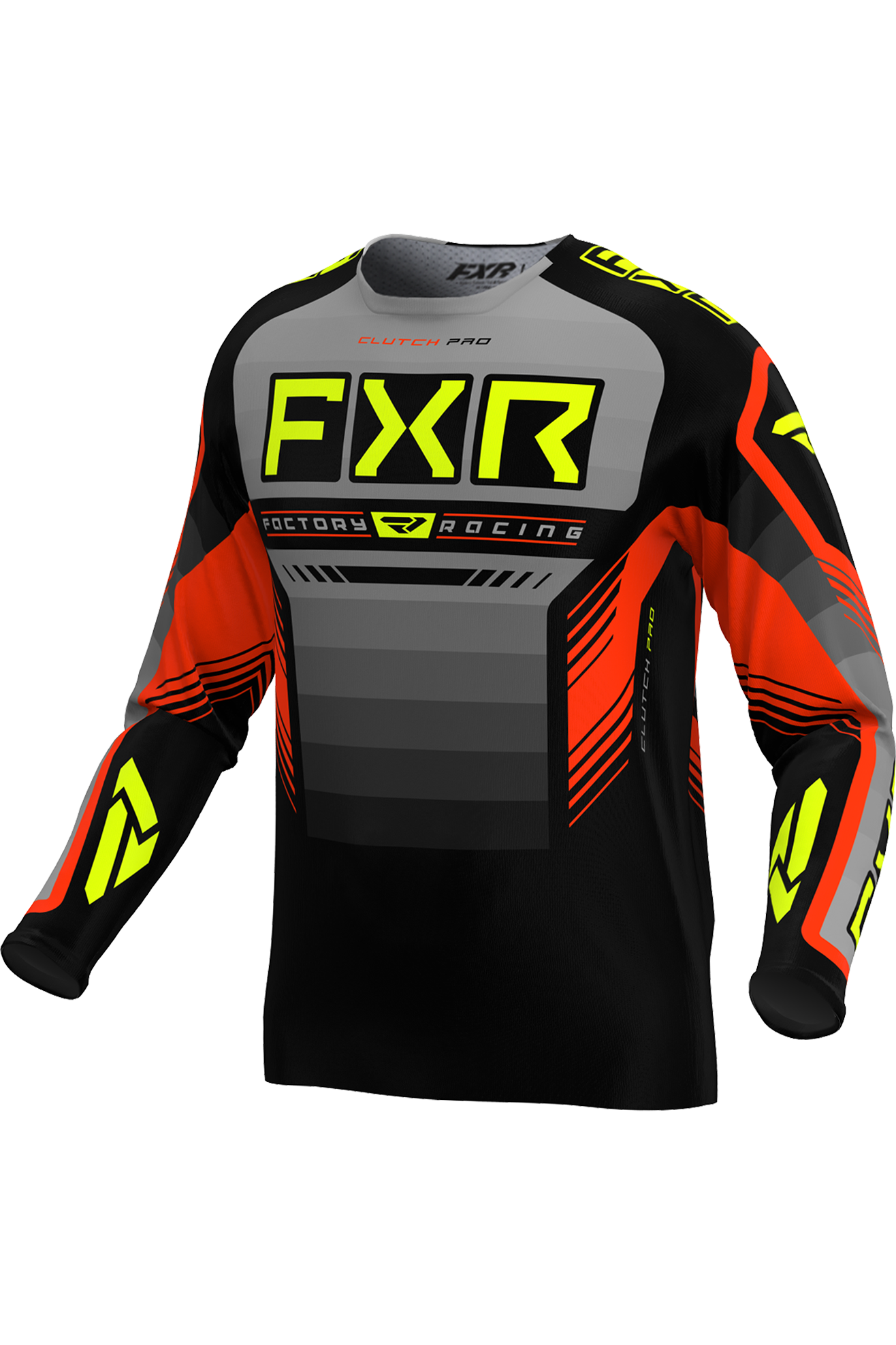 FXR Camiseta de Cross  Clutch Pro Gris-Negro-Hivis