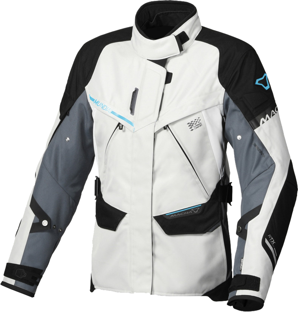 Macna Chaqueta de Moto para Mujer  Mundial Negro-Gris