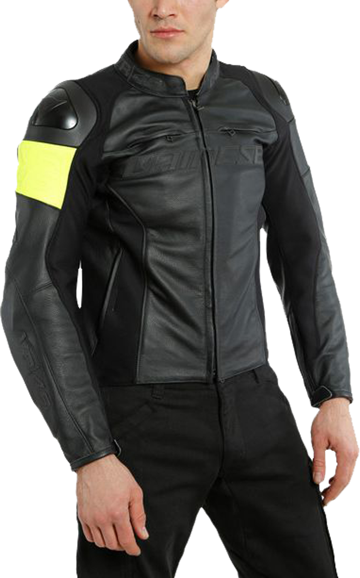 Dainese Chaqueta de Moto  VR46 Pole Position Negro-Amarillo Fluo