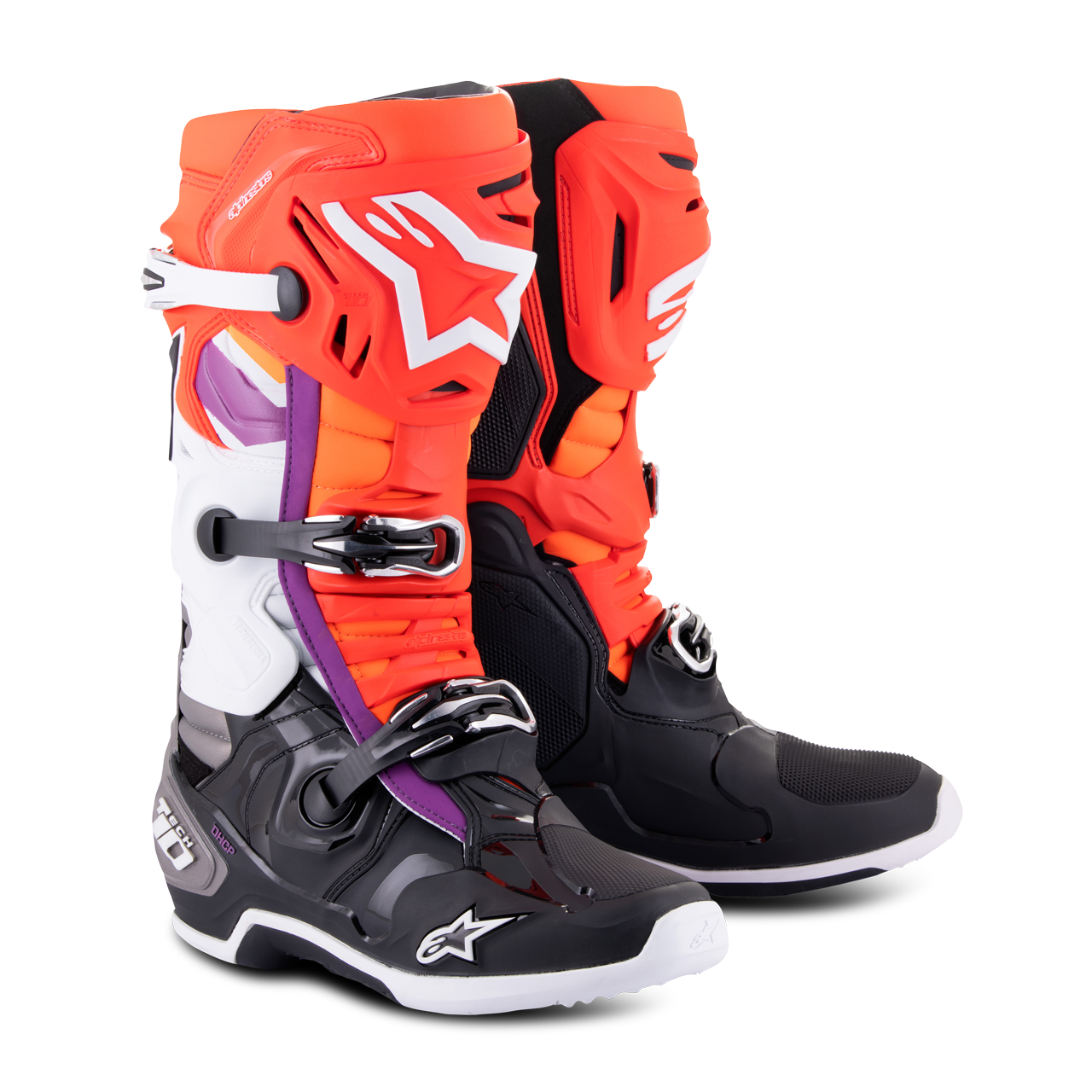 Alpinestars Botas de Cross  Tech 10 Negro-Rojo-Naranja Fluo