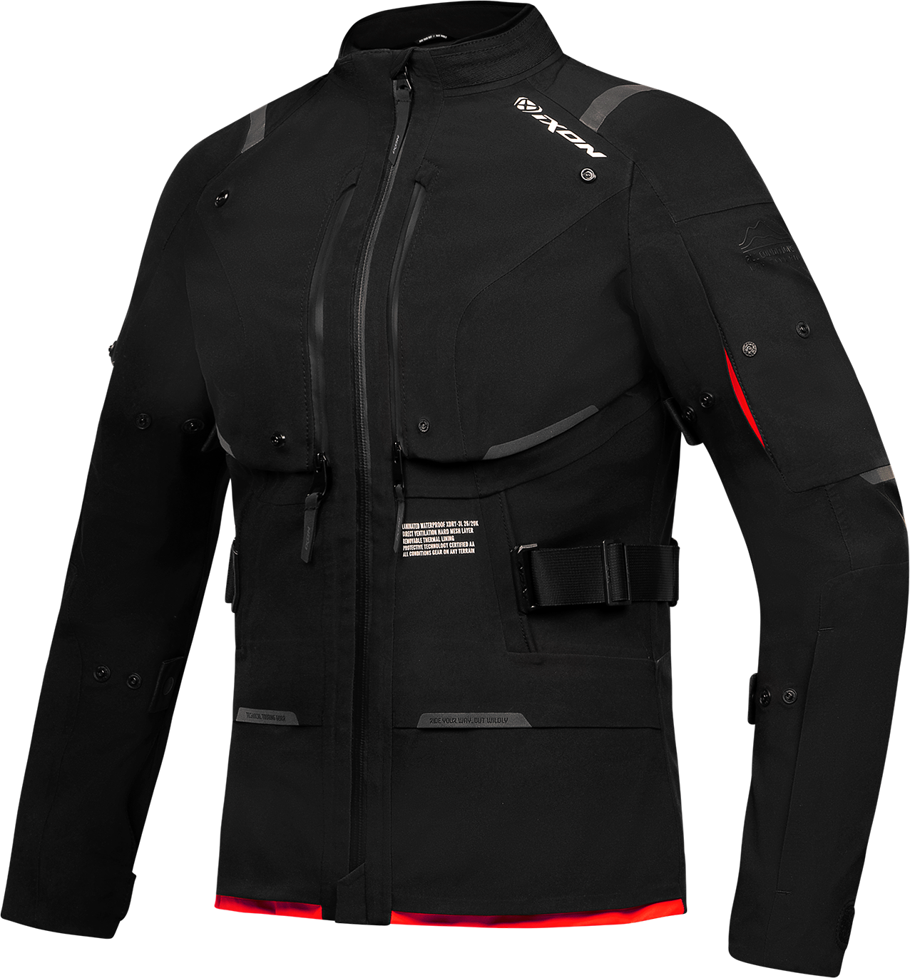 Ixon Chaqueta de Moto Mujer  M-SKEID Negro-Rojo Brillante