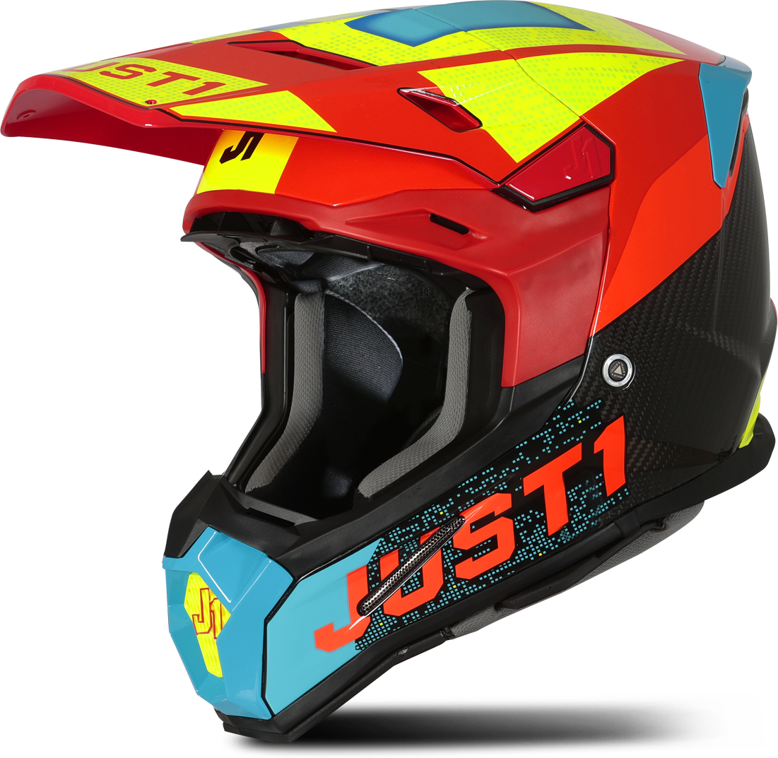 Just1 Casco de Cross  J22 Adrenaline Rojo-Azul-Amarillo Carbono