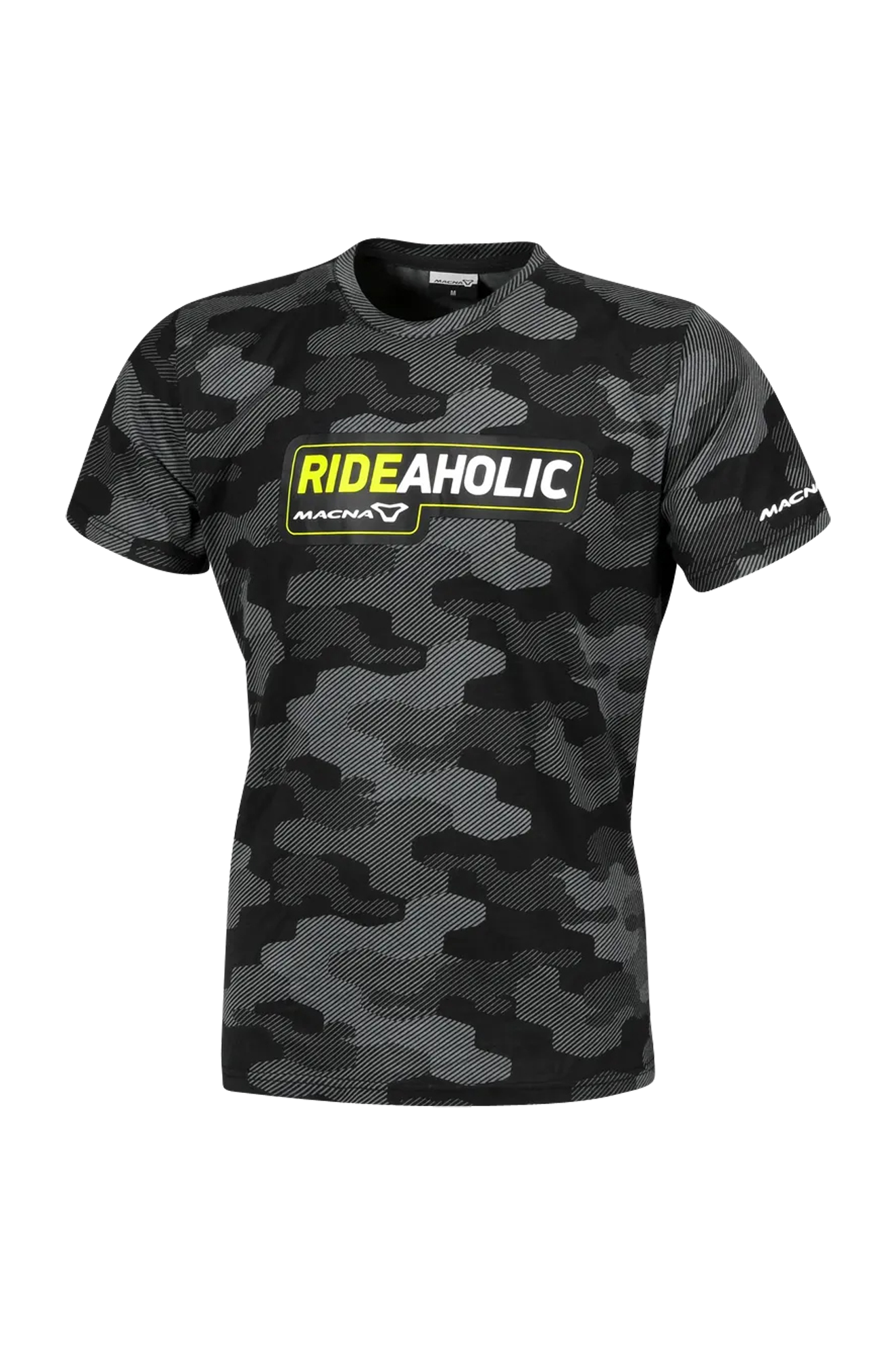 Macna Camiseta  Dazzle Rideaholic Negro-Gris-Amarillo Fluo