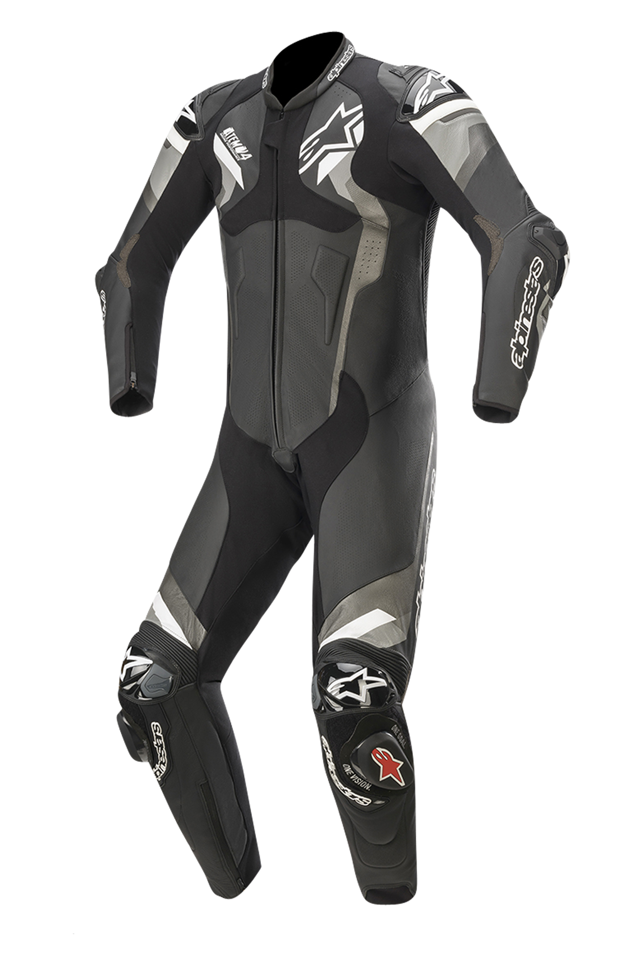 Alpinestars Mono de cuero  Atem V4 Negro-Gris