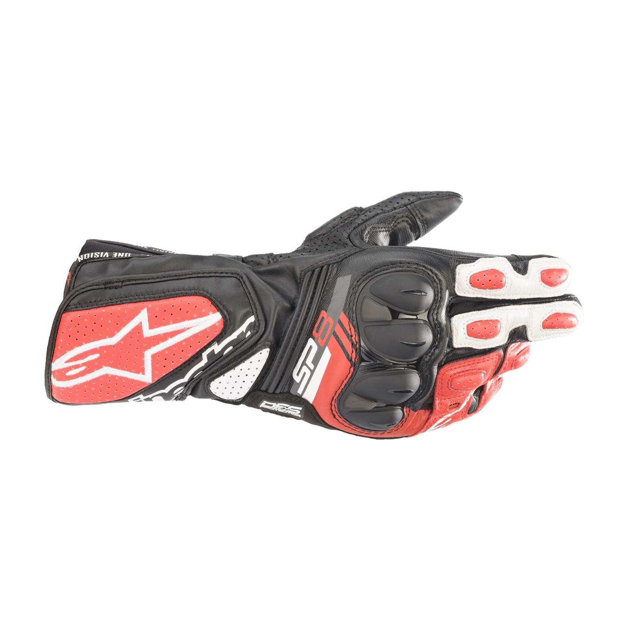 Alpinestars Guantes de Moto  SP-8 V3 Negro-Blanco-Rojo Brillante