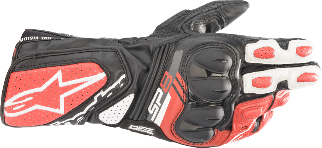 Alpinestars Guantes de Moto  SP-8 V3 Negro-Blanco-Rojo Brillante