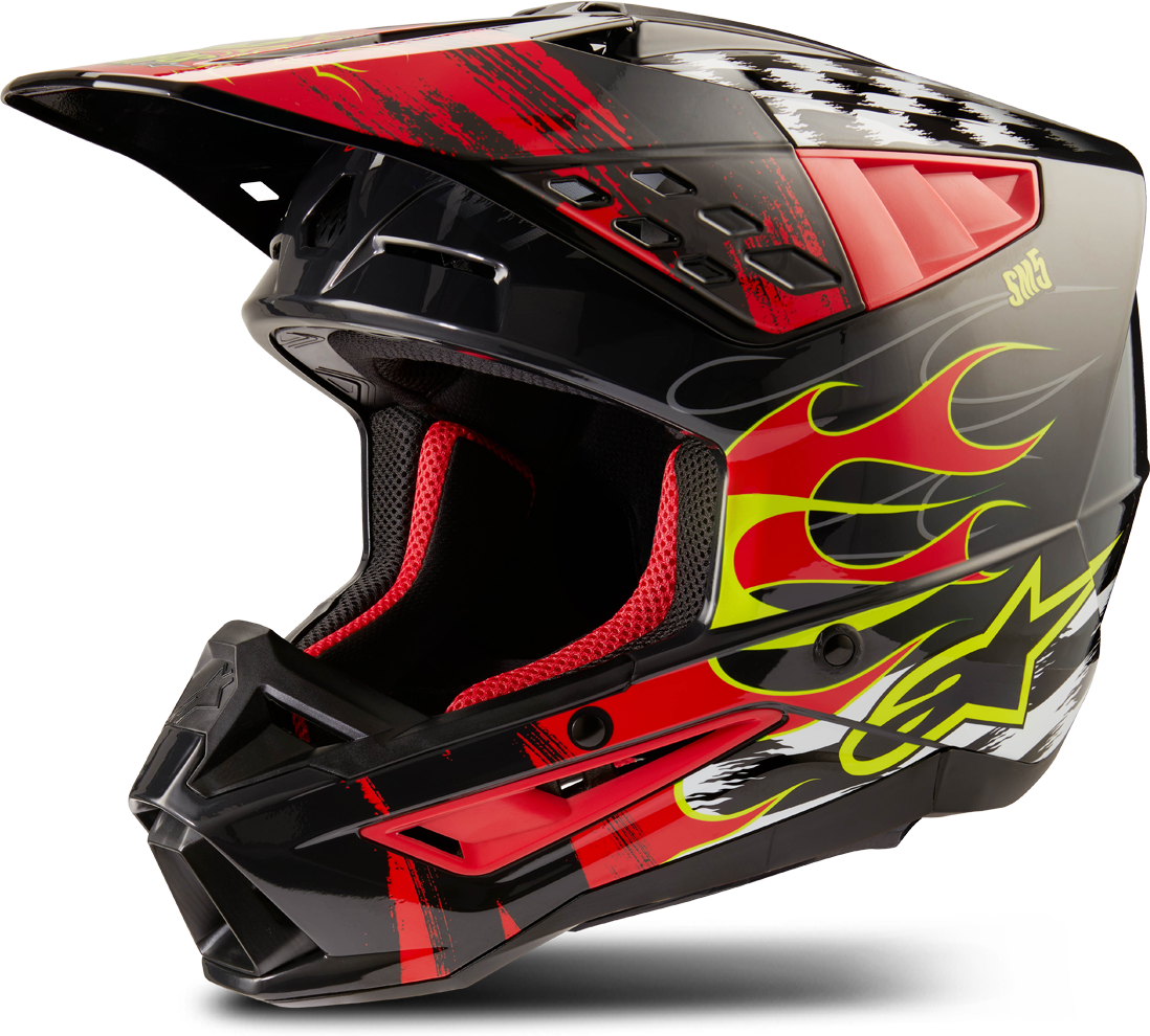 Alpinestars Casco de Cross  SM5 Rash Gris Oscuro-Rojo