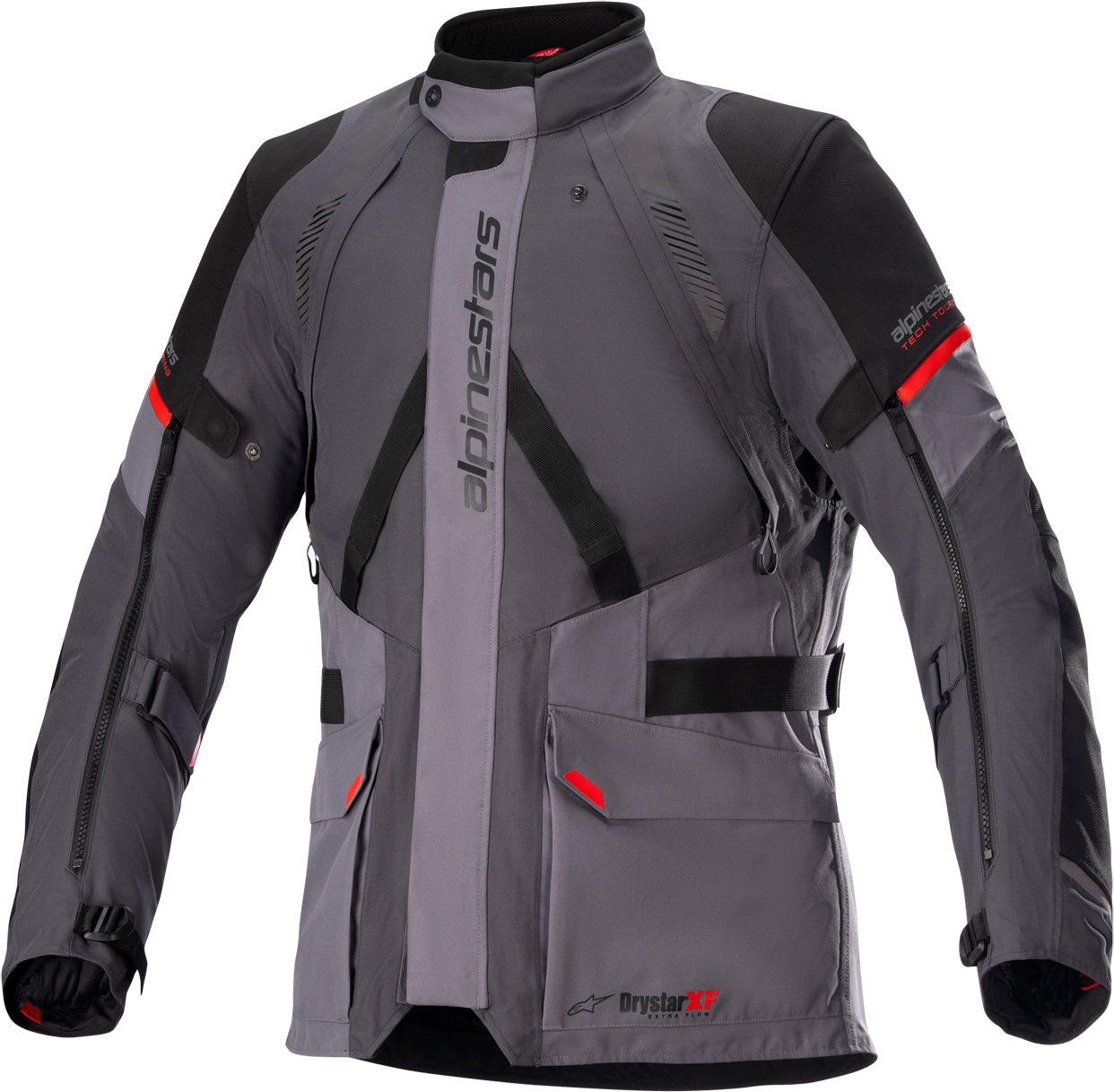 Alpinestars Chaqueta de Moto  Monteira Drystar XF Gris Oscuro-Gris Desgarro-Rojo Brillante