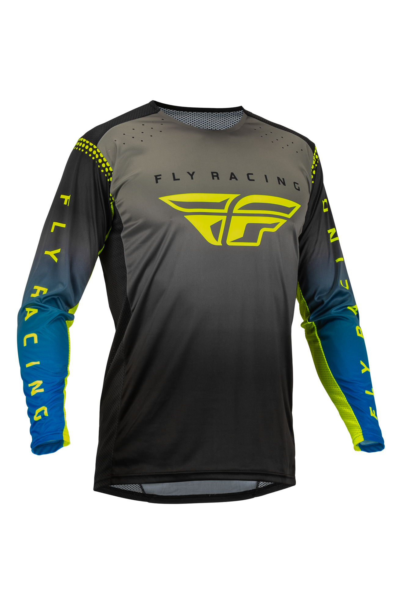 FLY Racing Camiseta de Cross  Lite Gris-Azul-HiVis