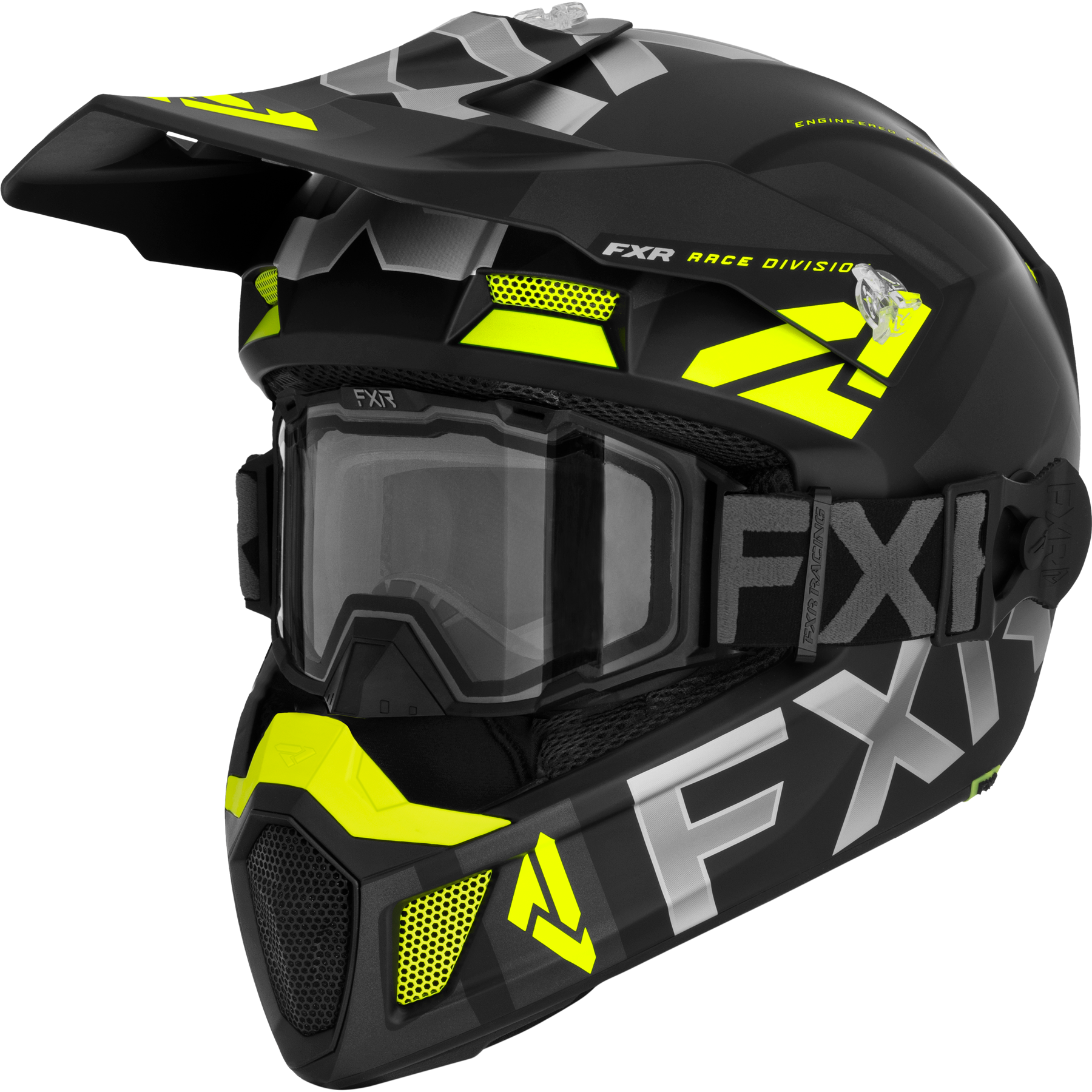 FXR Casco de Cross  Clutch Cold Stop QRS Negro-Hi Vis