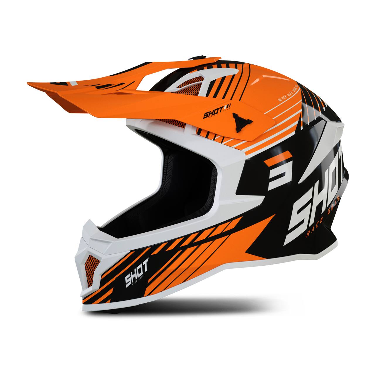 Shot Race Gear Casco de Cross Shot Lite Fury Negro-Neón-Naranja