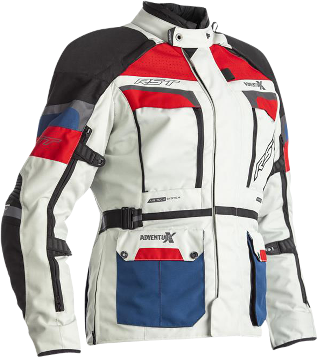 RST Chaqueta de Moto `para Mujer  Adventure-X  Blanco-Azul-Rojo