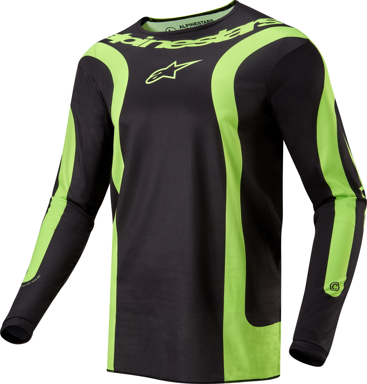 Alpinestars Camiseta de Cross  Fluid Lurv Negro-Amarillo Fluo