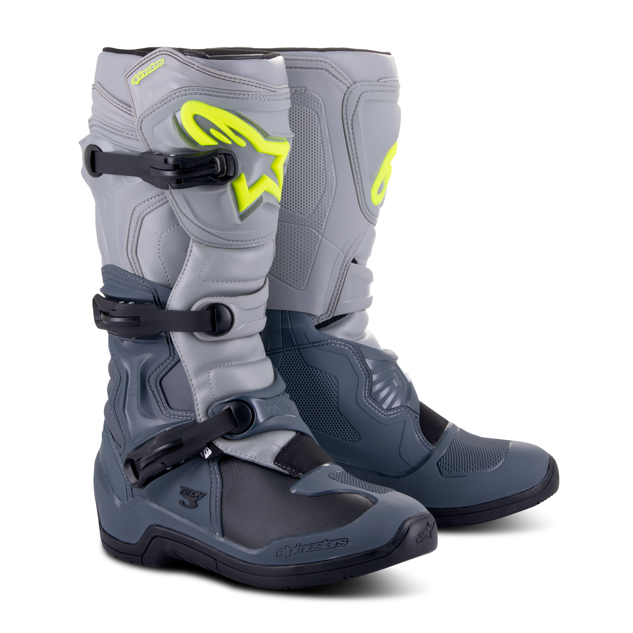 Alpinestars Botas de Cross  Tech 3Gris Oscuro-Gris Claro-Negro