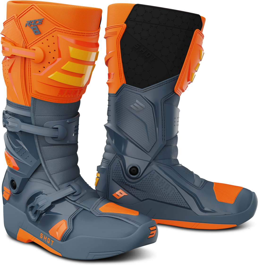 Shot Race Gear Botas de Cross Shot Race 8 Gris-Naranja