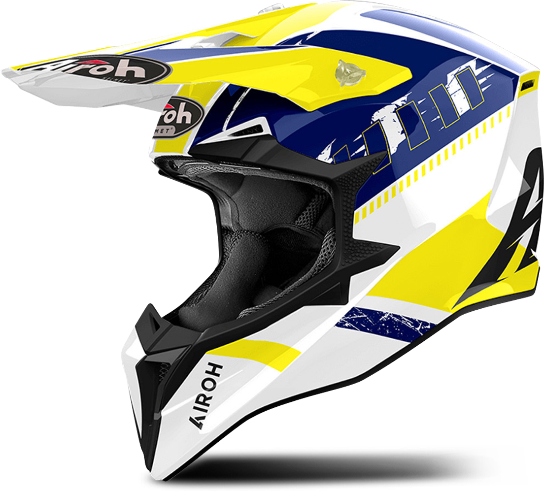 Airoh Casco de Cross  Wraap Feel Amarillo-Azul Brillante