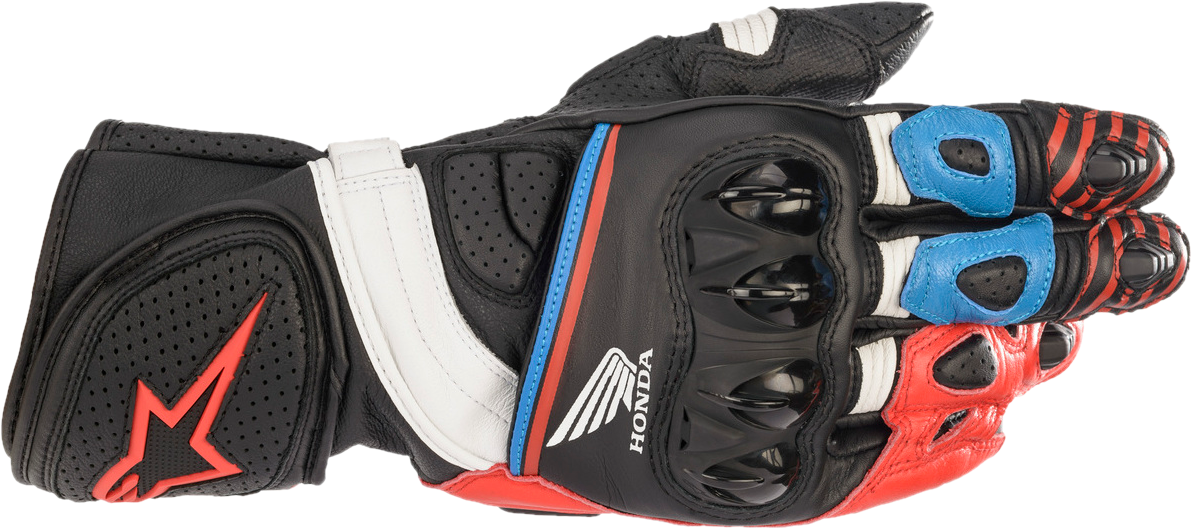 Alpinestars Guantes de Moto  Honda GP Plus R V2 Negro-Rojo Brillante-Azul