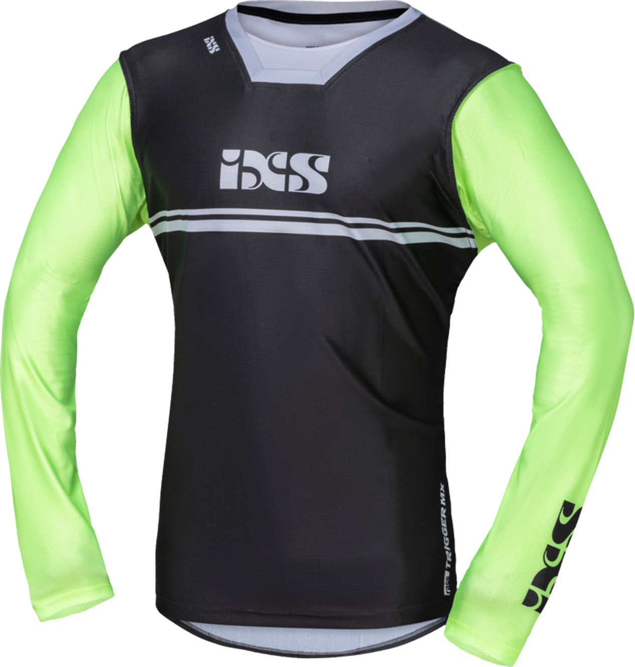 iXS Camiseta de Cross  Trigger 4.0 Antracita-Verde Flúor-Blanco