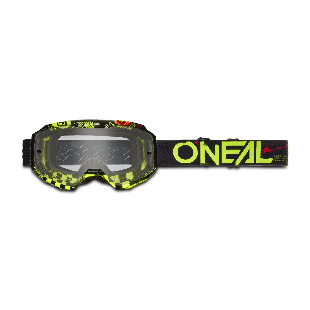 O'Neal Gafas de Cross  B-10 Attack Negro-Amarillo Neón-Transparente