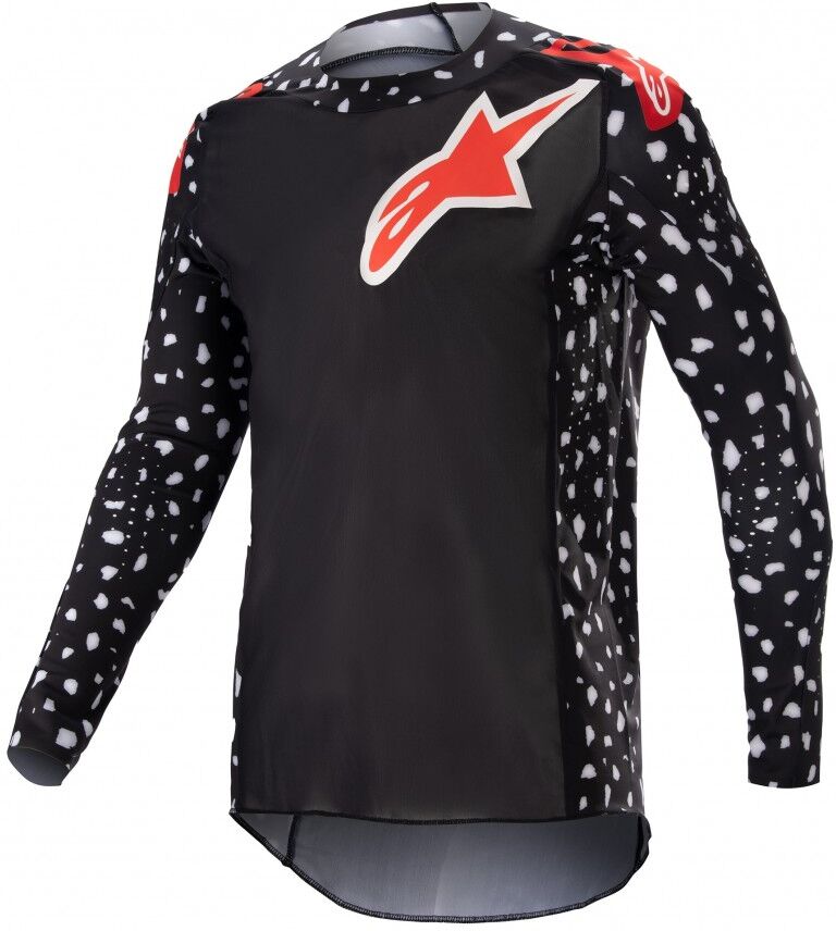 Camiseta Alpinestars Techstar North Negro Neon Rojo  3760523-1397