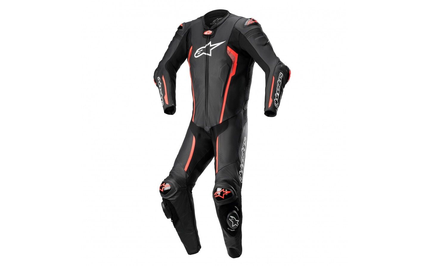 Mono Alpinestars Missile V2 Leather 1 Pc Negro Rojo Fluor  3150122-1030