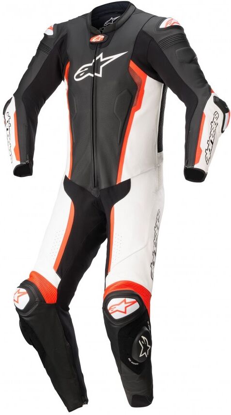 Mono Alpinestars Missile V2 Leather 1 Pc Negro Blanco Rojo Fluor  3150122-1231