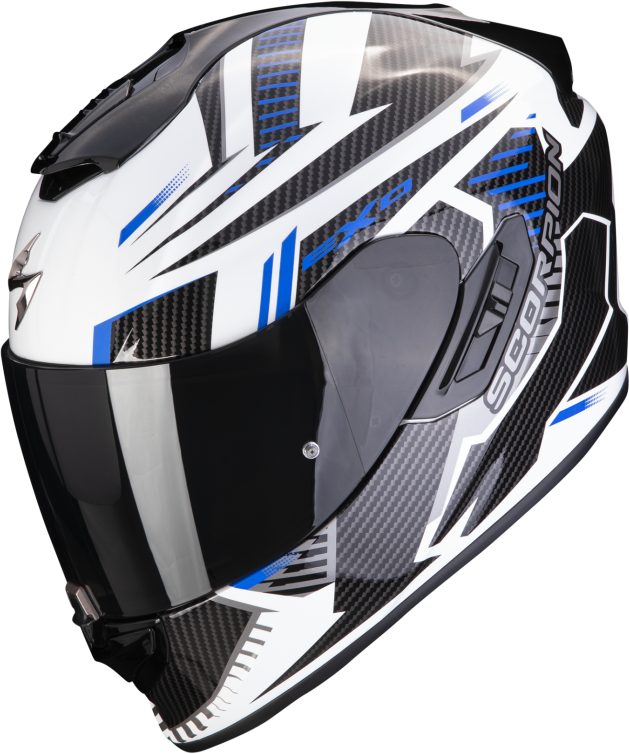 Casco Scorpion Exo-1400 Evo Air Shell Blanco Azul  114-401-74