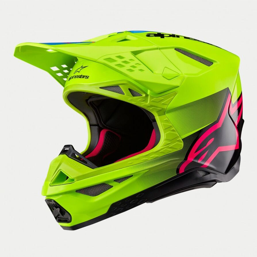 Casco Alpinestars Supertech S-M10 Unite Amarillo Fluor Negro Rosa Brillo  830162