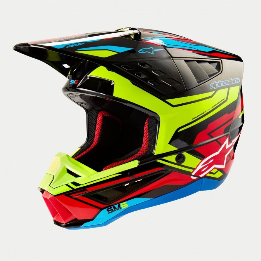 Casco Alpinestars S-M5 Action 2 Negro Amarillo Fluor Rojo Brillo  8306023-1533